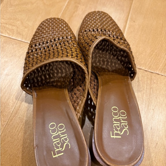 Franco Sarto Nalla leather mules slides shoes sz 10 woven - Picture 3 of 8